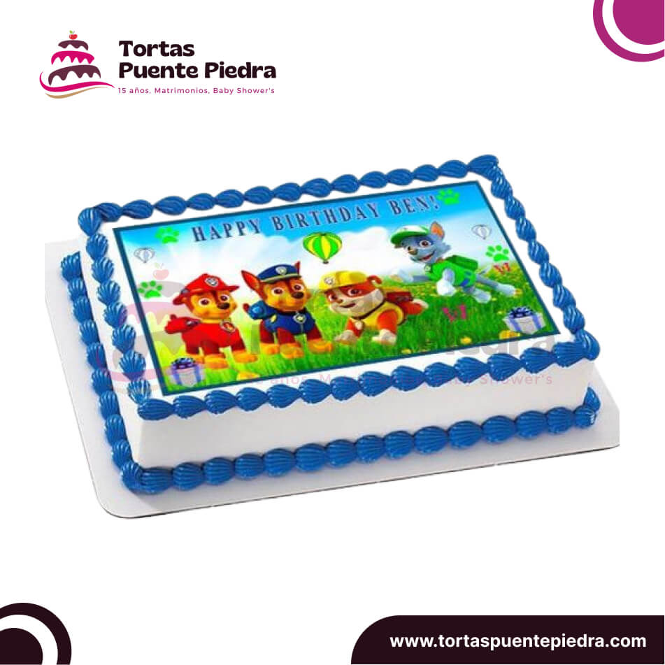 Torta paw patrol cuadrada de 1 piso lima - 3