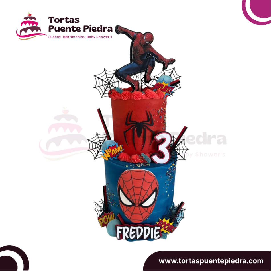 torta hombre araña 2 pisos chantilly puente piedra