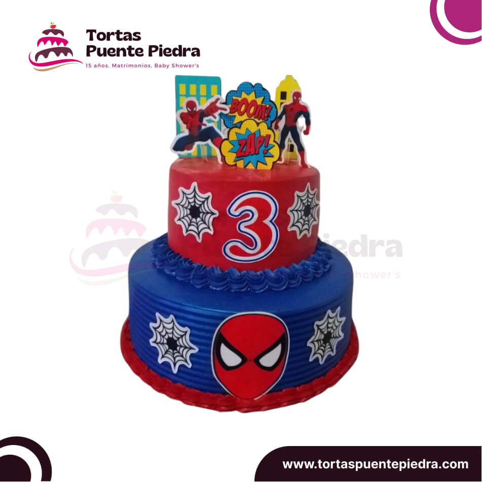 torta tematica hombre araña chantilly puente piedra