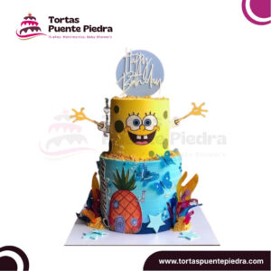 Torta Bob Esponja 2 pisos Masa Elástica