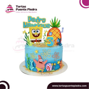 Torta Bob Esponja de 1 piso Chantilly